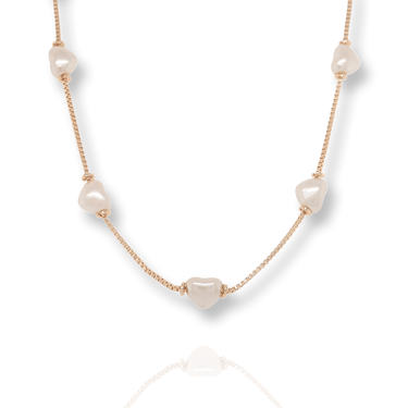 Gold Heart Pearl Necklace